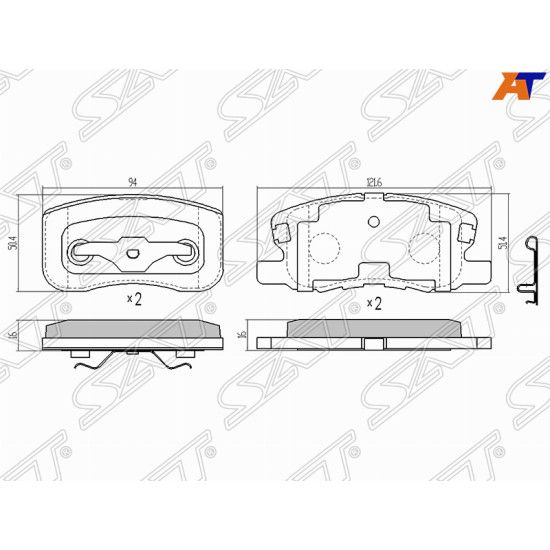 Колодки тормозные перед MITSUBISHI COLT 02- SAT