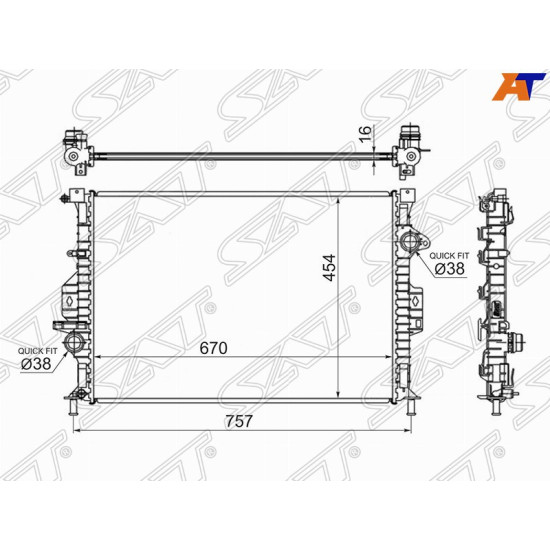 Радиатор FORD C-MAX  10-/FORD FOCUS III  1,6T/FORD GALAXY  06-/FORD KUGA 08-/FORD MONDEO IV 07- SAT