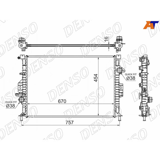 Радиатор FORD C-MAX /FOCUS 2,0D 10-/ MONDEO 2,0-2,5 D 07-15 / VOLVO S60/V70/XC60/XC70 07-16 / LAND R DENSO