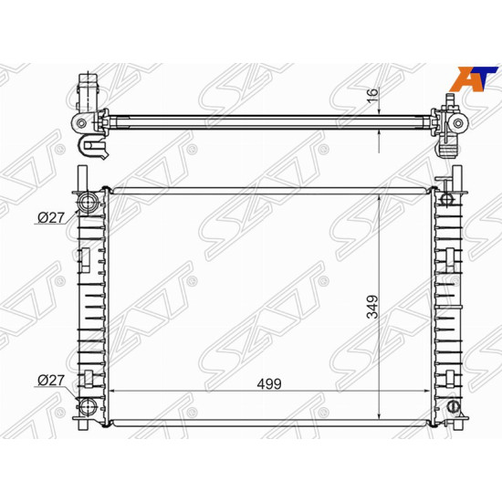 Радиатор FORD FUSION/FIESTA 1.3/1.4/1.4TD  2001-2008  //  MAZDA 2 1.4D  2002- SAT