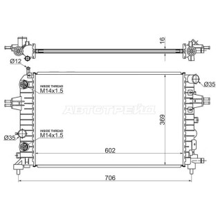 Радиатор OPEL ASTRA H 1.2/1.4/1.8 04-11/OPEL ZAFIRA B 1.6 05- SAT
