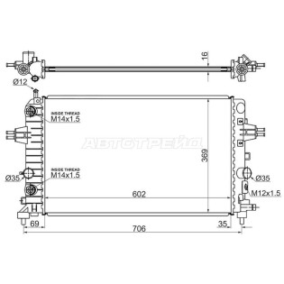 Радиатор OPEL ASTRA H 1.6/1.8 2004-2010 /ZAFIRA B 1.6/1.8  2005- SAT