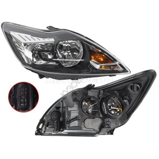Фара FORD FOCUS II 08-11 прав с электрокорректором, черная TYC