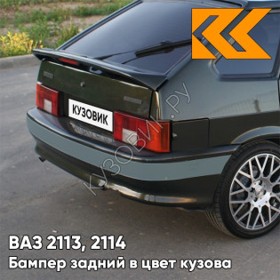 Бампер задний в цвет кузова ВАЗ 2113, 2114 с полосой 347 - Золото инков - Зеленый