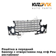 Решётка в передний бампер с отверстиями под птф Peugeot 307 (2005-2007) рестайлинг KUZOVIK